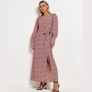 River Island Petite Red Floral Wrap Maxi Dress